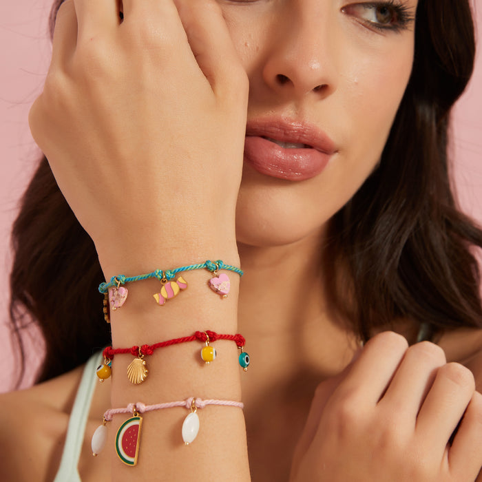 Wholesale Fashionable and creative cotton rope bracelet paired with shell eye pendant, personalized and colorful hand woven rope wholesale