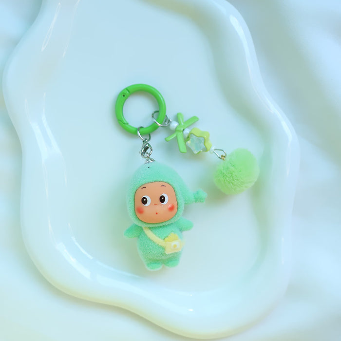 Wholesale Cartoon flocking star keychain doll pendant mobile phone cute grain pendant plush doll decoration