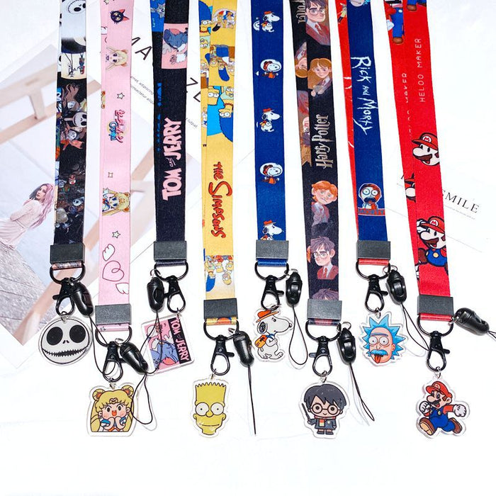 Wholesale Polyester Cartoon Printed Long Hanging Rope Keychain JDC-KC-Gongz057