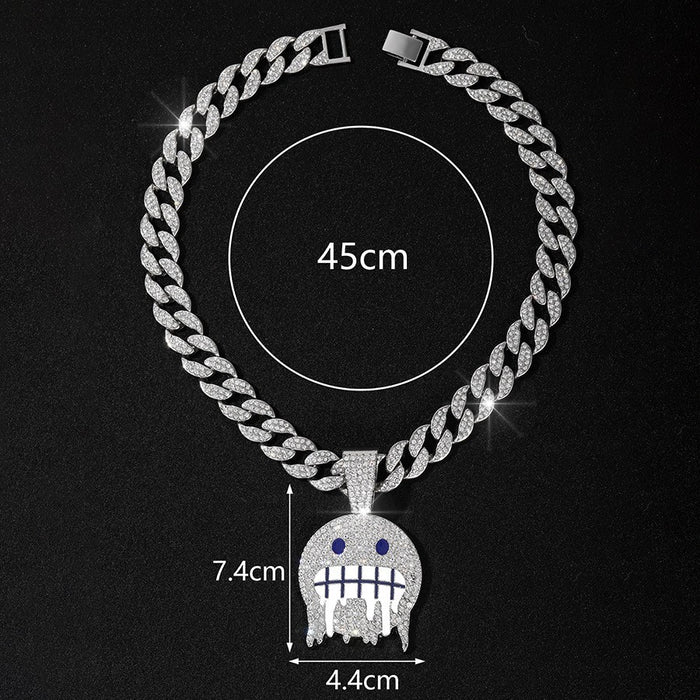 Wholesale Personalized ice face emoji pendant, hip-hop niche full diamond emoji accessory, jewelry necklace