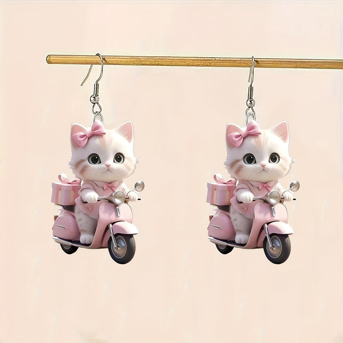 Wholesale   Cat Acrylic Pendant Earrings Women Cute Cartoon  Earrings