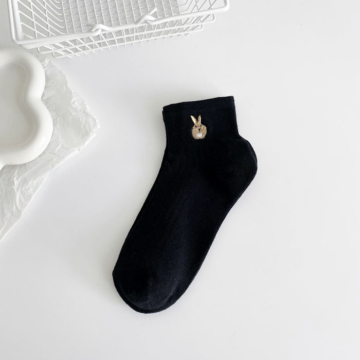 Wholesale Socks thin, simple and cute cartoon embroidery sports shallow mouth low top boat socks