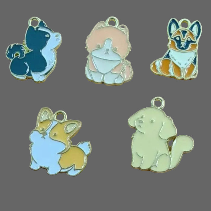 Wholesale 10 PCS Cute puppy alloy enamel DIY Charms