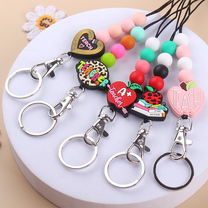 Wholesale Silicone Teacher's Day Lanyard Keychain JDC-KC-GuangTian023