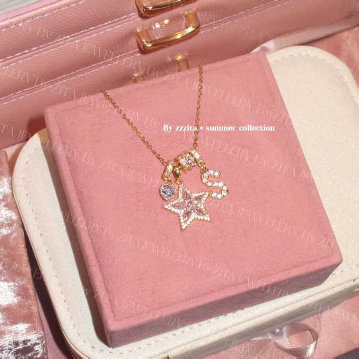 Wholesale Heart Letter Pendant Chain Alloy Electroplated Choker Necklace