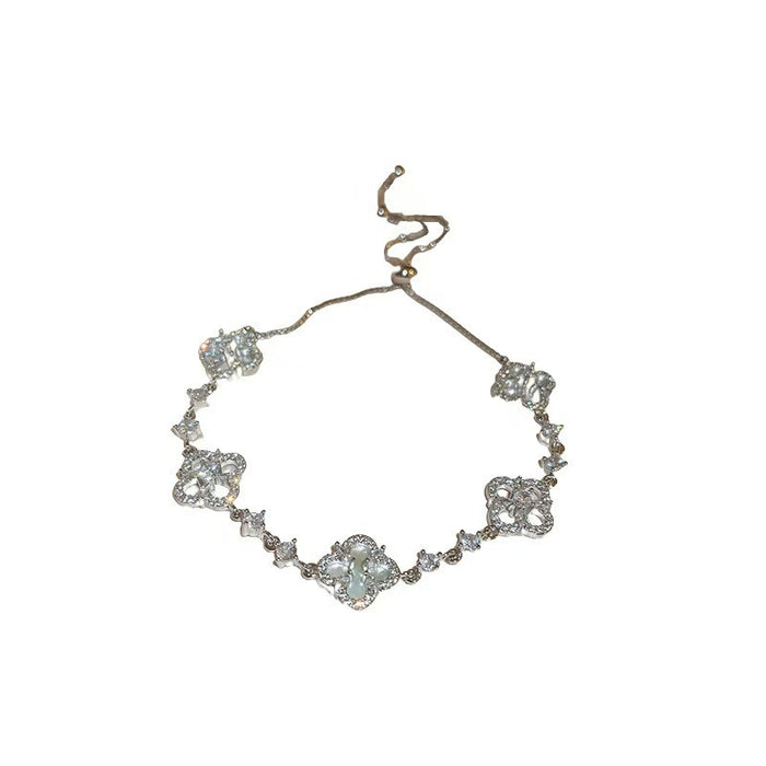 Wholesale Four-petal zircon flower adjustable bracelet