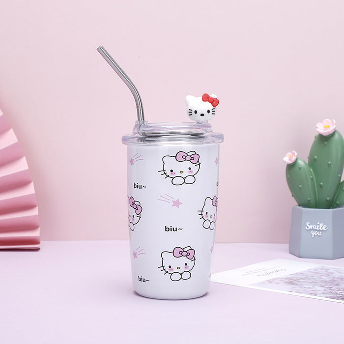 Wholesale Cute Cartoon Stainless Steel Portable Straw Thermos Cup for Students