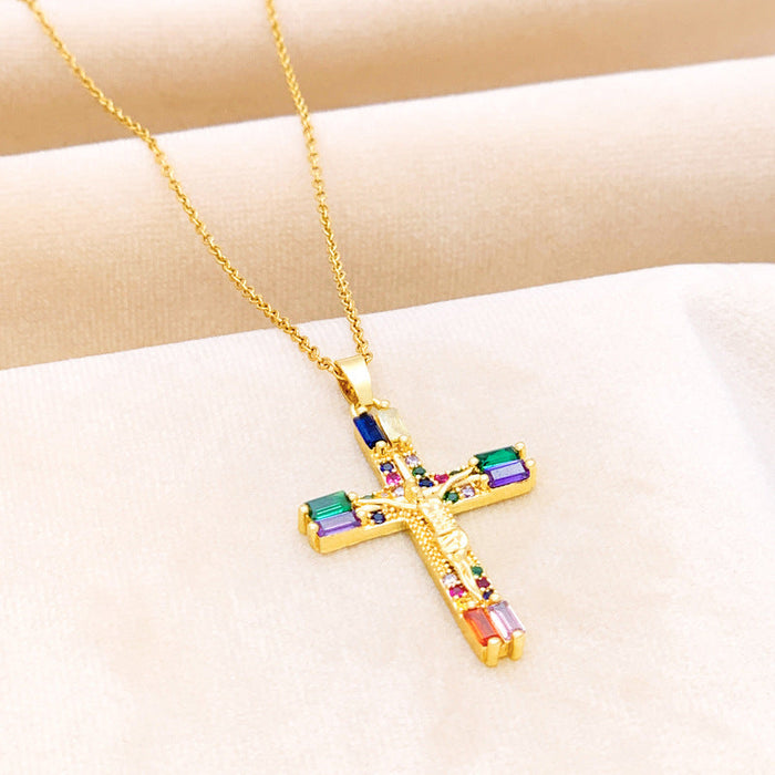 Wholesale Cross Necklace Titanium Steel JDC-NE-Mul001