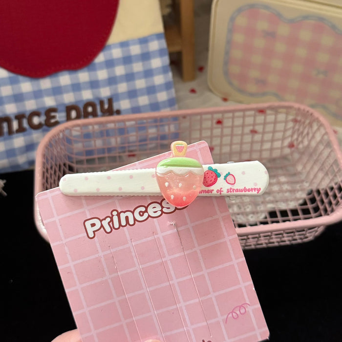 Wholesale Sweet Strawberry Jelly Resin Duckbill Hair Clip For Girls Trendy Fashion Hair Accessory Boutique Resale