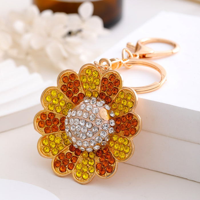 Wholesale Diamond Smiley Sunflower Sunflower Keychain JDC-KC-HongT003