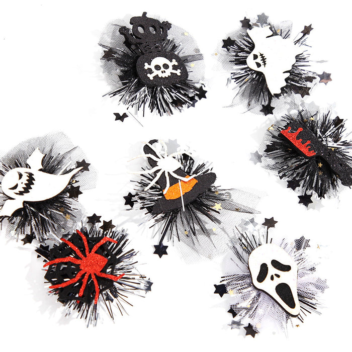 Wholesale Halloween Party Hairpin Headwear Adult Children Ghost Festival Ghost Pumpkin Ghost Mesh Side Clip Hairpin