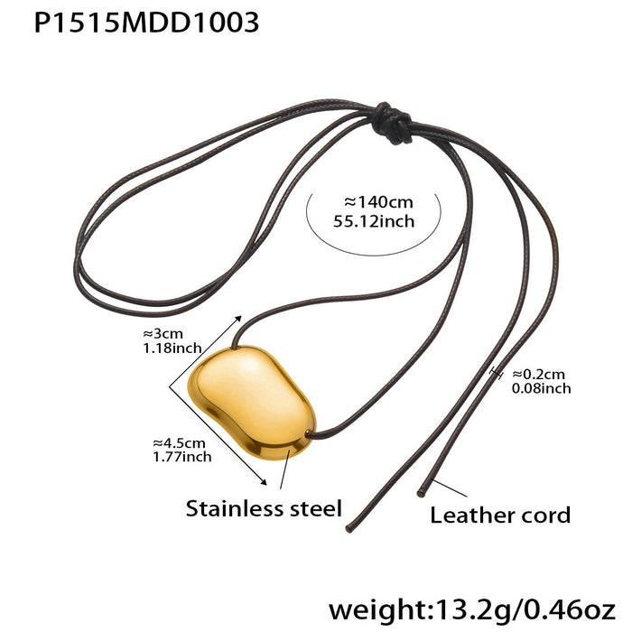 Wholesale Heart-shaped leather cord long irregular geometric pendant sweater chain niche stainless steel necklace