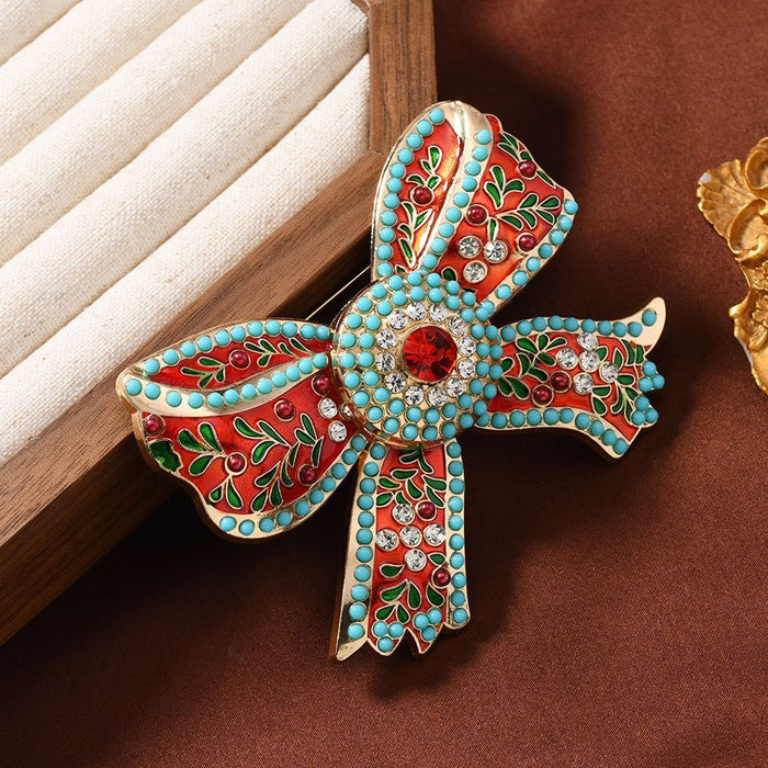 Wholesale Palace Vintage Glazed Bow Brooches Suit et Accessories
