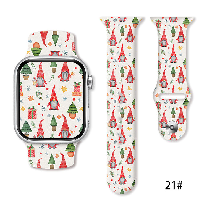 Wholesale Cartoon Christmas Silicone Strap Suitable for Apple Watch Strap JDC-WD-NuoQi005