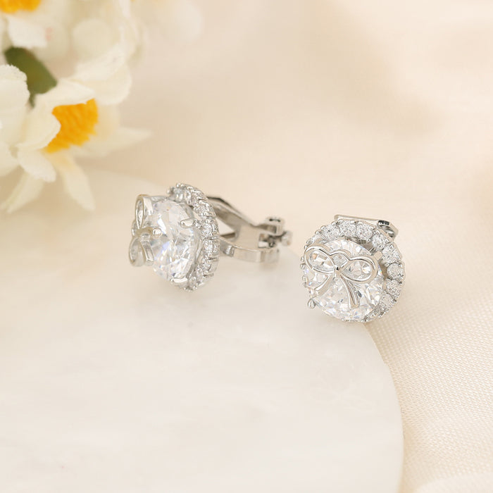Wholesale Bow studded diamond earrings without ear holes, sparkling diamond temperament, ear clip earrings