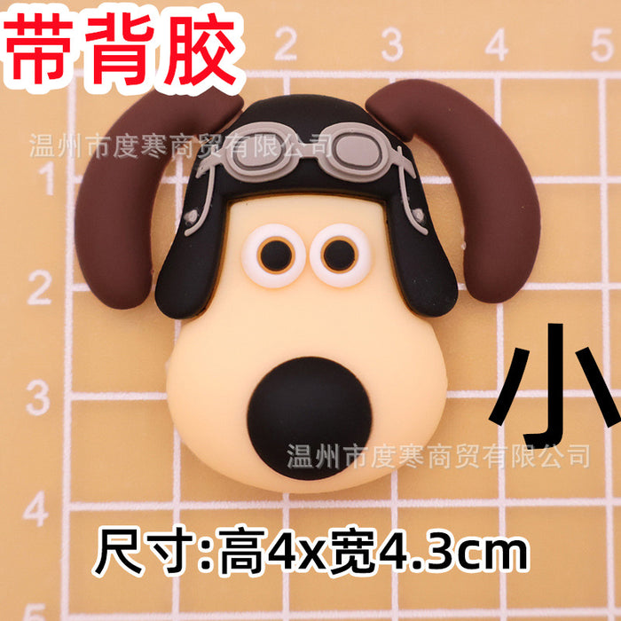 Wholesale 5pcs Cartoon Soft Rubber  Accessories Mobile Phone Shell Patch Hole Shoes Mouthwash Cup Three-dimensional Sticker  Puppy