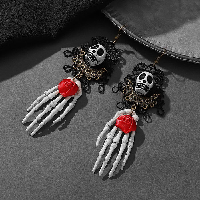 Wholesale Gothic Horror Skull Palm Halloween Resin Earrings JDC-ES-Qianzi001