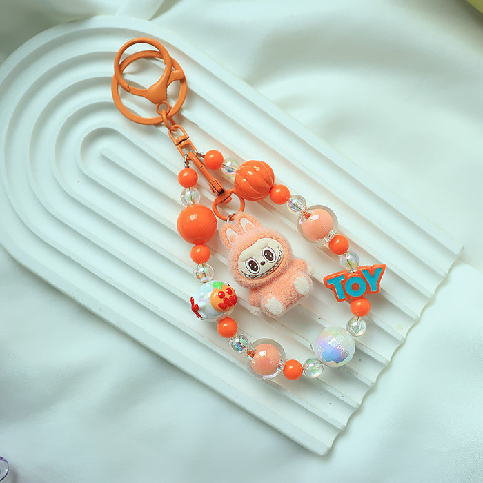 Wholesale Flocked Plush Keychain Cute Blind Bag Student Bag Beaded Chain Pendant