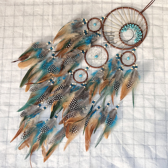 Wholesale Tree of Life Dream Catcher Wall Hanging Colorful Feather Beaded MOQ≥2