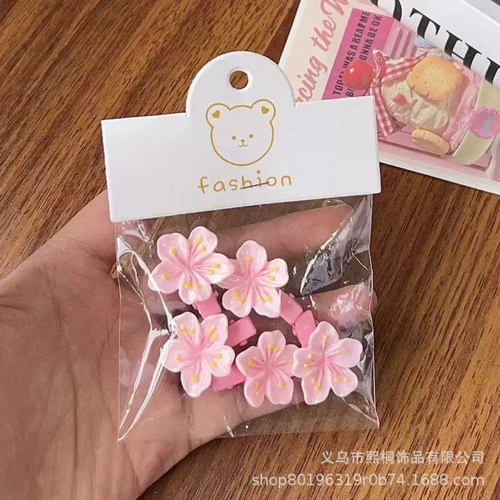 Wholesale Plastic Cherry Blossom Hair Clips Set Spring Floral Hair Accessories for Girls