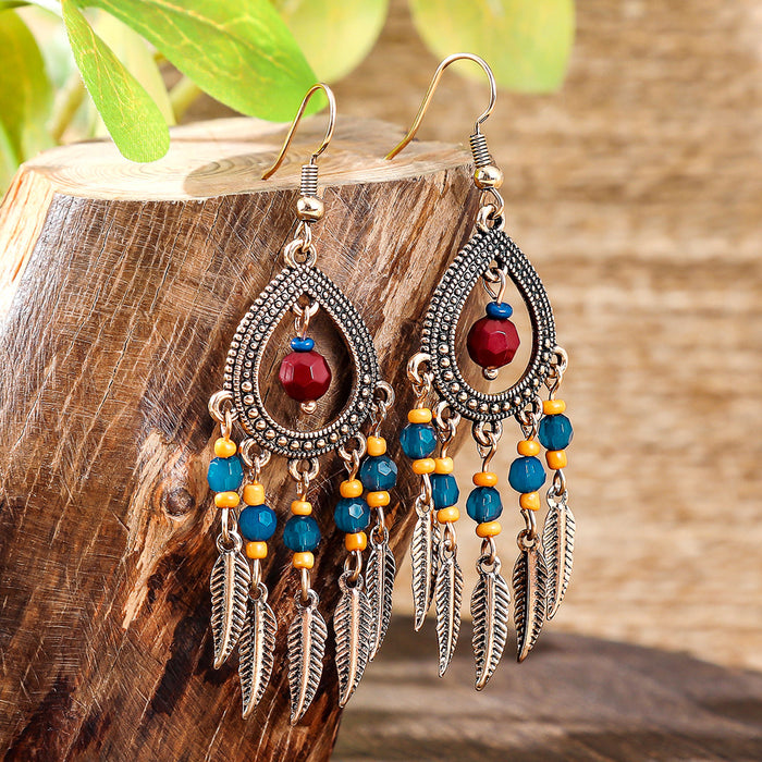 Wholesale Bohemian Tassel Geometric Drop Earrings Electroplated Zinc Alloy Jewelry Accessory MOQ≥2