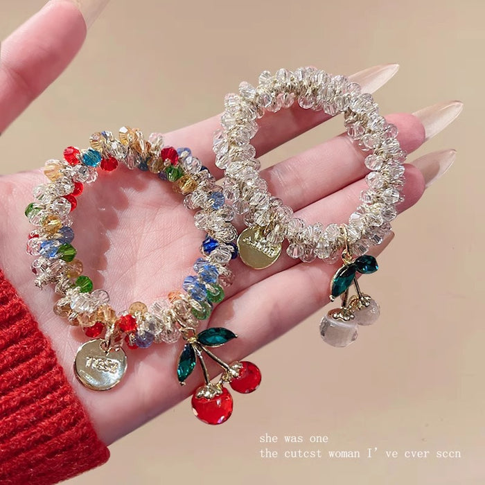 Wholesale Water Diamond Colored Crystal Bracelet Dual purpose Hair Ring Head Rope Hair Rope Leather Tie Ponytail Headpiece