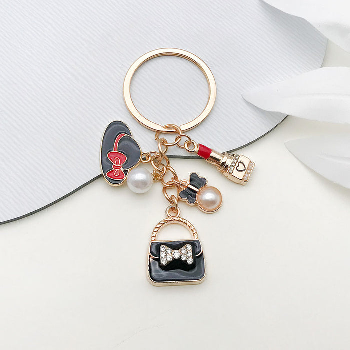 Wholesale Bow Bag Pearl Hat Alloy Keychain JDC-KC-LuNeng006