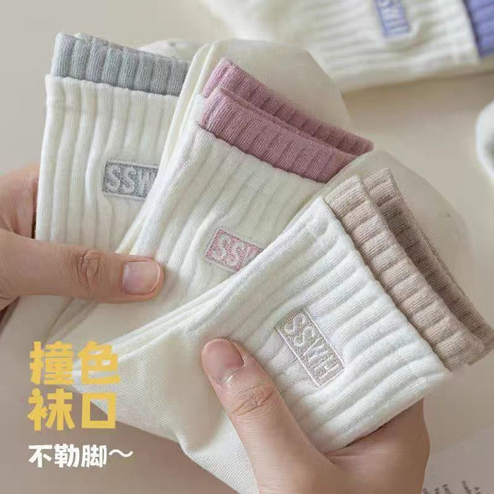 Wholesale Socks, white socks, double ribbed new style, mid length socks, cotton socks, breathable