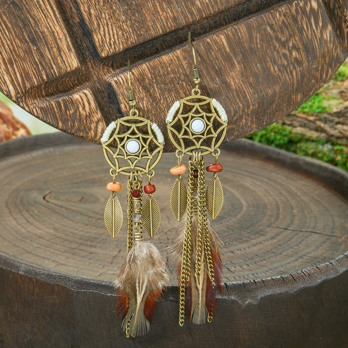 Wholesale 2pcs Vintage Bohemian Hand-made Tassel Earrings