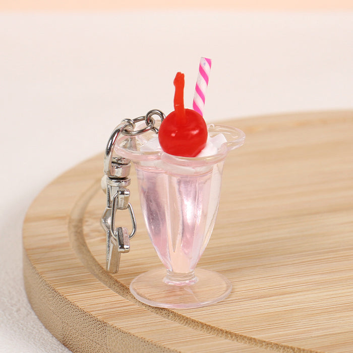 Cream Glue Dessert Cup Beverage Cup Keychain Simulation Ice Cream Drink Food Pendant