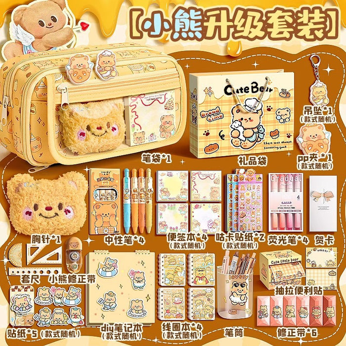 Wholesale Trendy Cute Pencil Case Large Capacity 9-Layer Flip with Butter Bear Design for Students stationery