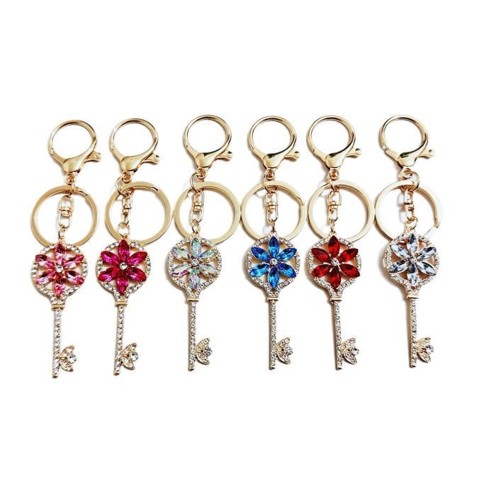 Wholesale Keychain Rhinestone Key Design Zinc Alloy Car Bag Charm Gift