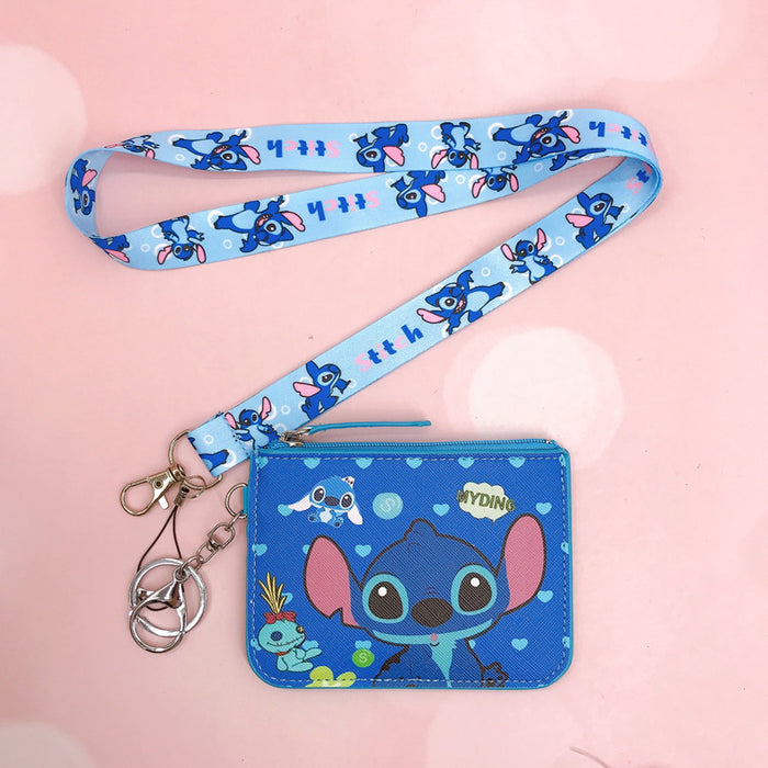 Wholesale PU Cartoon Printing with Key Chain Lanyard Card Holder Coin Purse JDC-WT-YaLL017