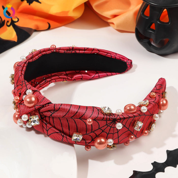 Wholesale Halloween Fabric Diamond Pearl Headband JDC-HD-HengX005