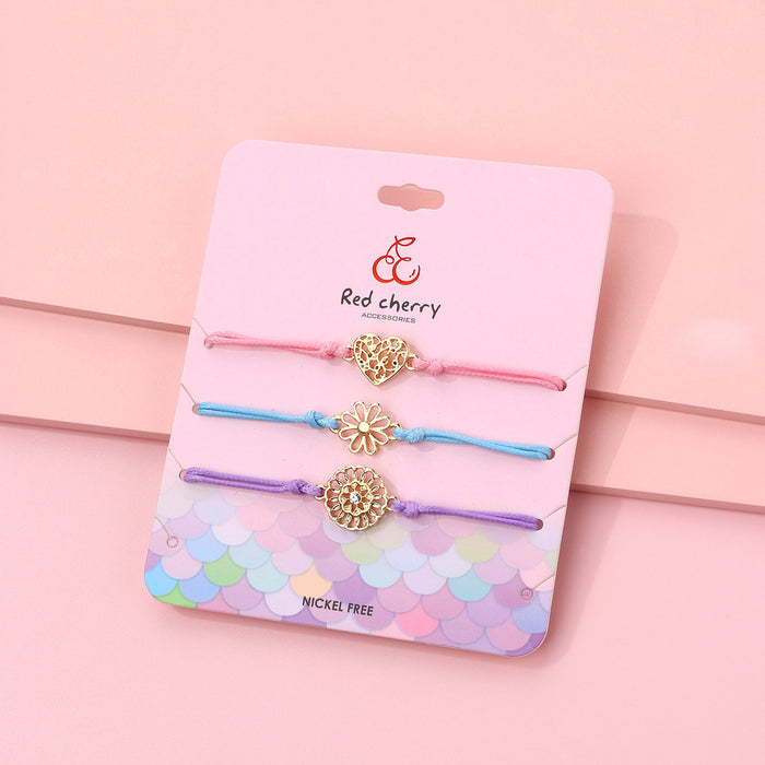 Wholesale 3pcs/set Children's Bracelet  Wire Woven Alloy for Good Friends Adjustable Bracelet suit