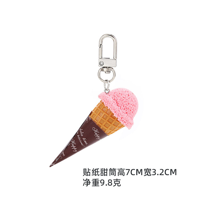 Wholesale PVC Cartoon Ice Cream Cone Keychain Fashion DIY Accessory MOQ≥2