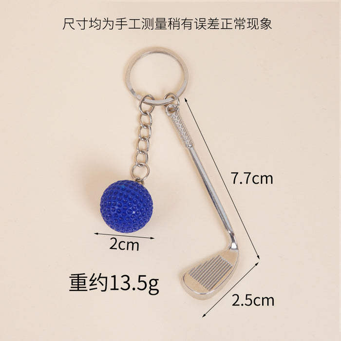 Wholesale Metal Golf Ball And Club Keychain Bag Charm Stylish Couple Gift Car Key Accessory MOQ≥2