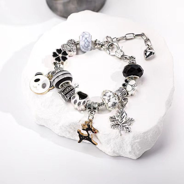 Wholesale Cartoon Large Hole Crystal Beaded Alloy Bracelet JDC-BT-JiYan001