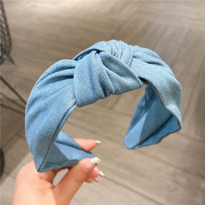 Wholesale Denim Blue Fabric Headband JDC-HD-HonW001