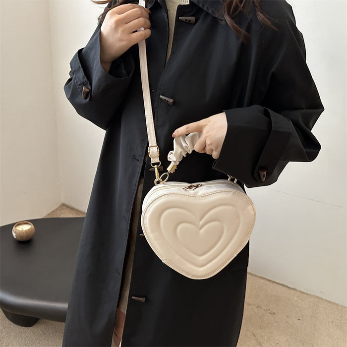 Wholesale Stylish Heart Shaped PU Crossbody Bag for Women Black