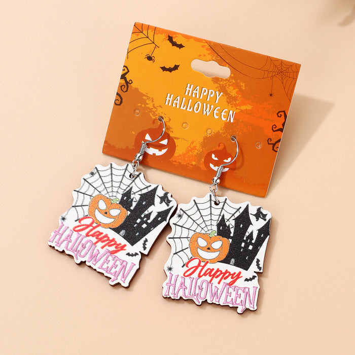 Wholesale  Earrings Ghost Bat Pumpkin Skull  Holiday Party Wooden Earrings