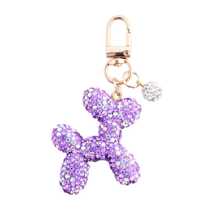 Wholesale Cute Balloon Puppy Diamond Car Keychain