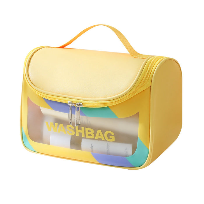 Wholesale Stylish Waterproof PVC Travel Toiletry Bag Large Capacity Handheld Cosmetic Pouch Colorful Curved Design For Travel Gift Everyday Use