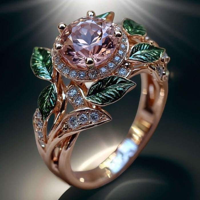 Wholesale Bright pink zircon droplet ring