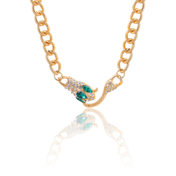 Wholesale New gold-plated snake shaped crystal personalized necklace, fashionable full diamond necklace, sweater chain