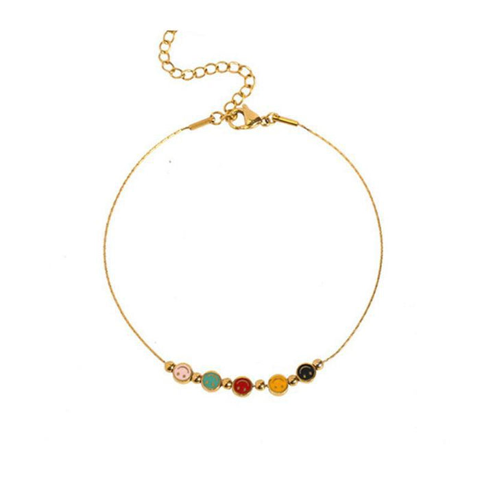 Wholesale Colorful smiling face necklace for women, light luxury, niche titanium steel