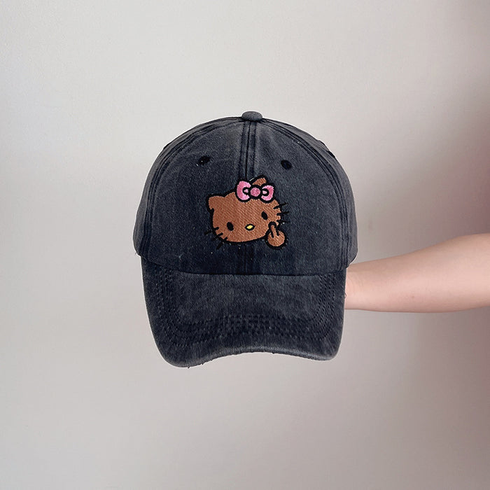 Wholesale Cartoon Embroidered Denim Baseball Cap Men's and Women's Curved Eaves Cap