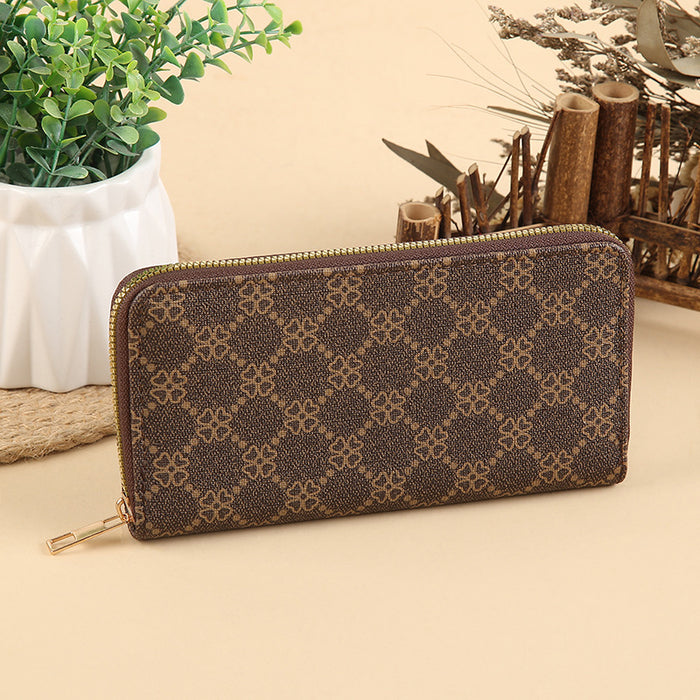Wholesale PU Leather Long Wallet with Retro Print Design Large Capacity MOQ≥3