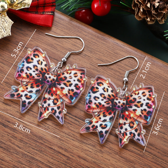 Wholesale Christmas light bow acrylic western-style earrings