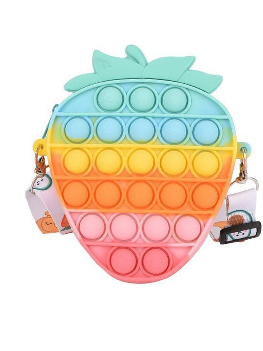 Wholesale Cute Silicone Crossbody Wallet for Girls Red Strawberry Bow Design